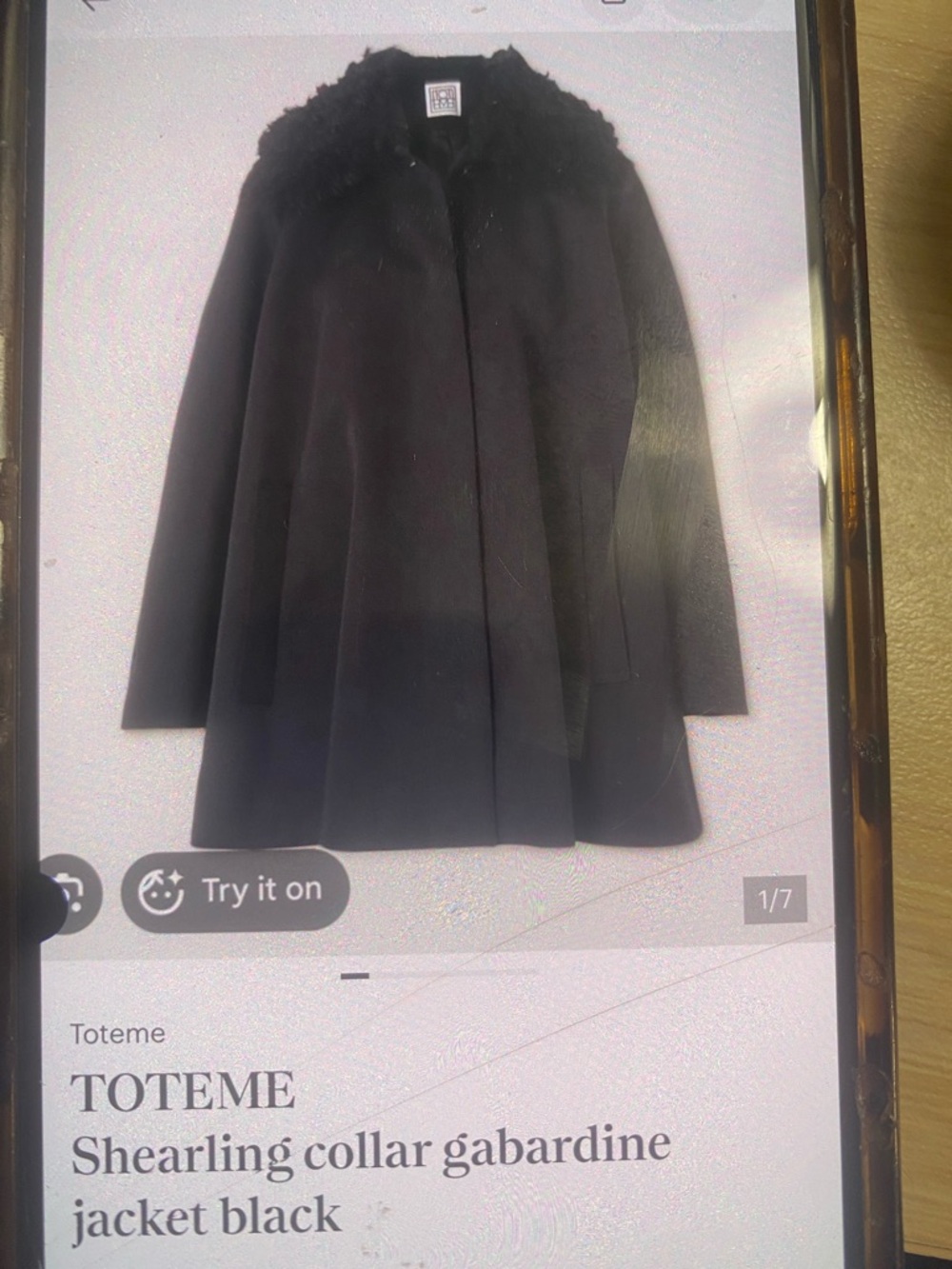 Toteme Black Shearling-Collar Gabardine Skirt